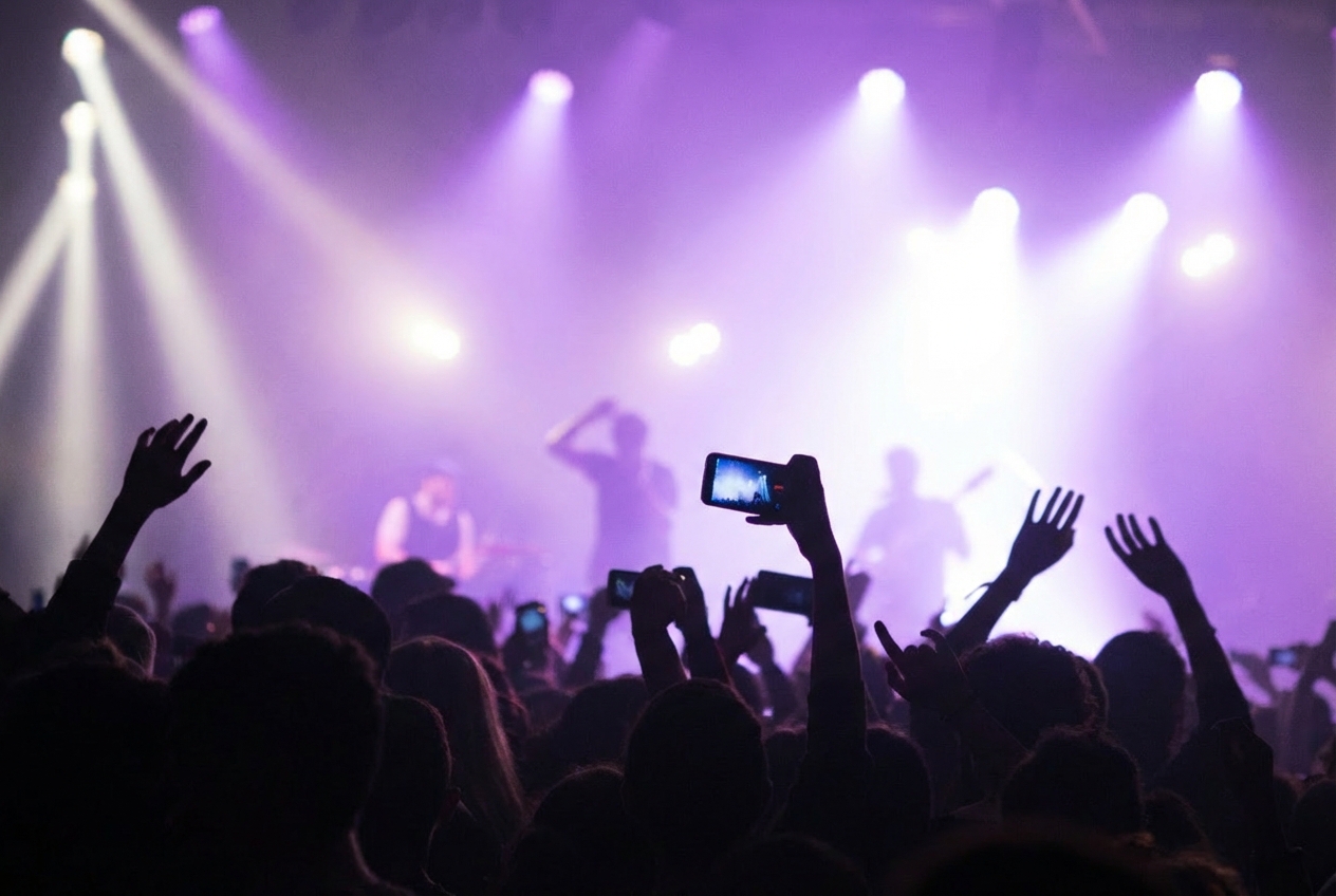 Público en un evento nocturno